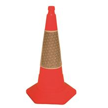 30in Red Polythene Traffic Cone c/w reflective sleeve BC1452