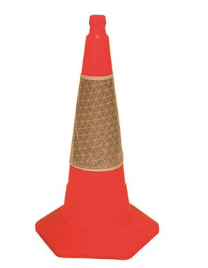 30in Red Polythene Traffic Cone c/w reflective sleeve BC1452