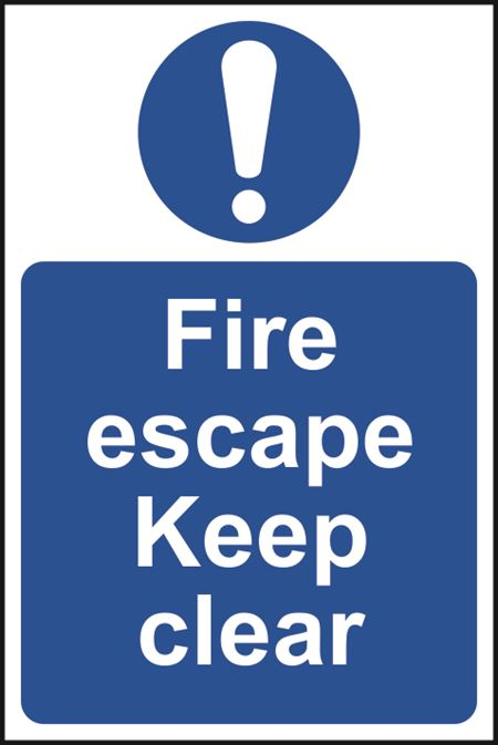 Fire Escape Keep Clear Sign - 200x300mm - PVC SK0158