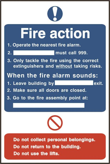 Fire Action Sign - 200x300mm - PVC SK0165