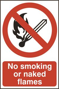 No Smoking Or Naked Flames - 200x300mm - PVC SK0555