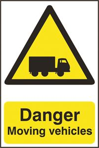 Danger Moving Vehicles Sign - 200x300mm - PVC SK0953