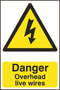 Danger Overhead Live Wires - 200x300mm - PVC SK1153