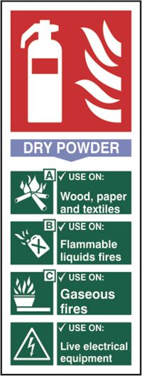 Dry Powder Fire Extinguisher Sign - 82x202mm - SAV SK12304