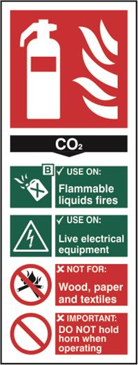 CO2 Fire Extinguisher Sign - 82x202mm - SAV SK12310