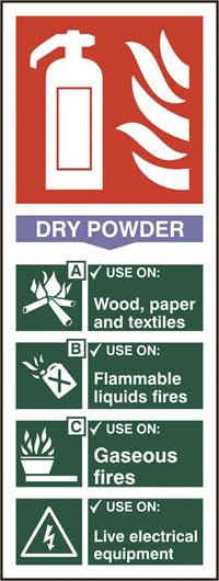 Dry Powder Fire Extinguisher Sign - 75x200mm - PVC SK1373