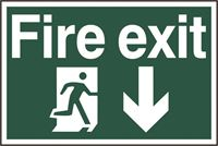 Fire Exit Sign - Arrow Down - 300x200mm - PVC SK1503