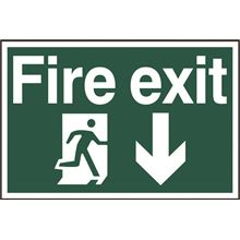 Fire Exit Sign - Arrow Down - 300x200mm - PVC SK1503