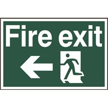 Fire Exit Sign- Arrow Left - 300x200mm - PVC SK1506