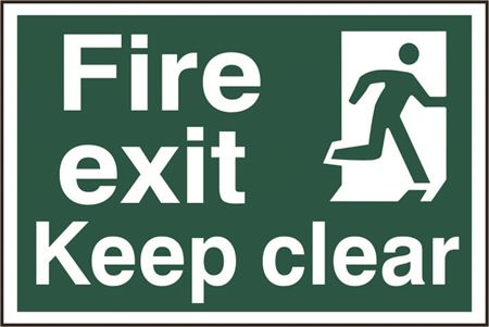 Fire Exit Keep Clear Sign - 300x200mm - PVC SK1513