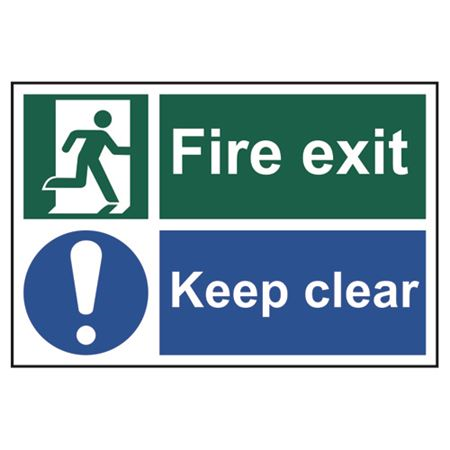 Fire Exit Keep Clear - 300x200mm - PVC SK1540