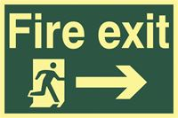 Fire Exit Sign - Arrow Right - 300x200mm - Photoluminescent SK1581