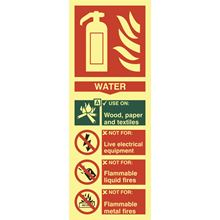 Water Fire Extinguisher Sign -  75x200mm - Photoluminescent SK1590