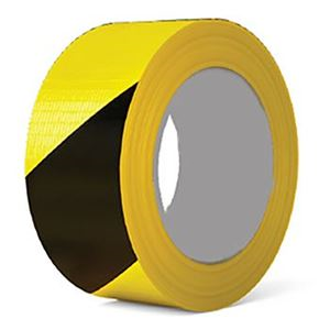 Black/Yellow Hazard Warning Tape 100 micron (48mm wide x 33mtrs long) TA2020